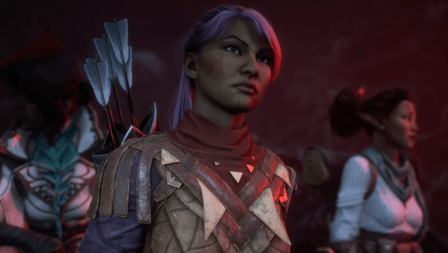 a human Rook with pink hair in a ponytail